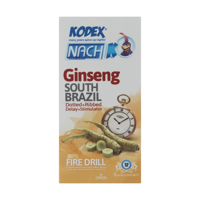 کاندوم تاخیری جینسینگ کدکس مدل Ginseng بسته 12 عددی به همراه بسته بندی محرمانه